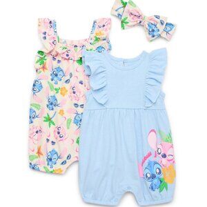 Stitch Baby Girls Romper Set (2‑Pack): New w/ Tags